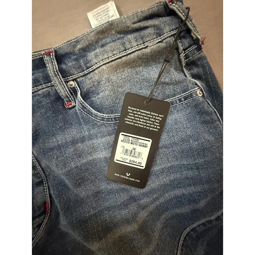 True Religion Rocco Moto Relaxed Skinny Jeans‎ Mens 36 X 31 M Speed Orchard Wash